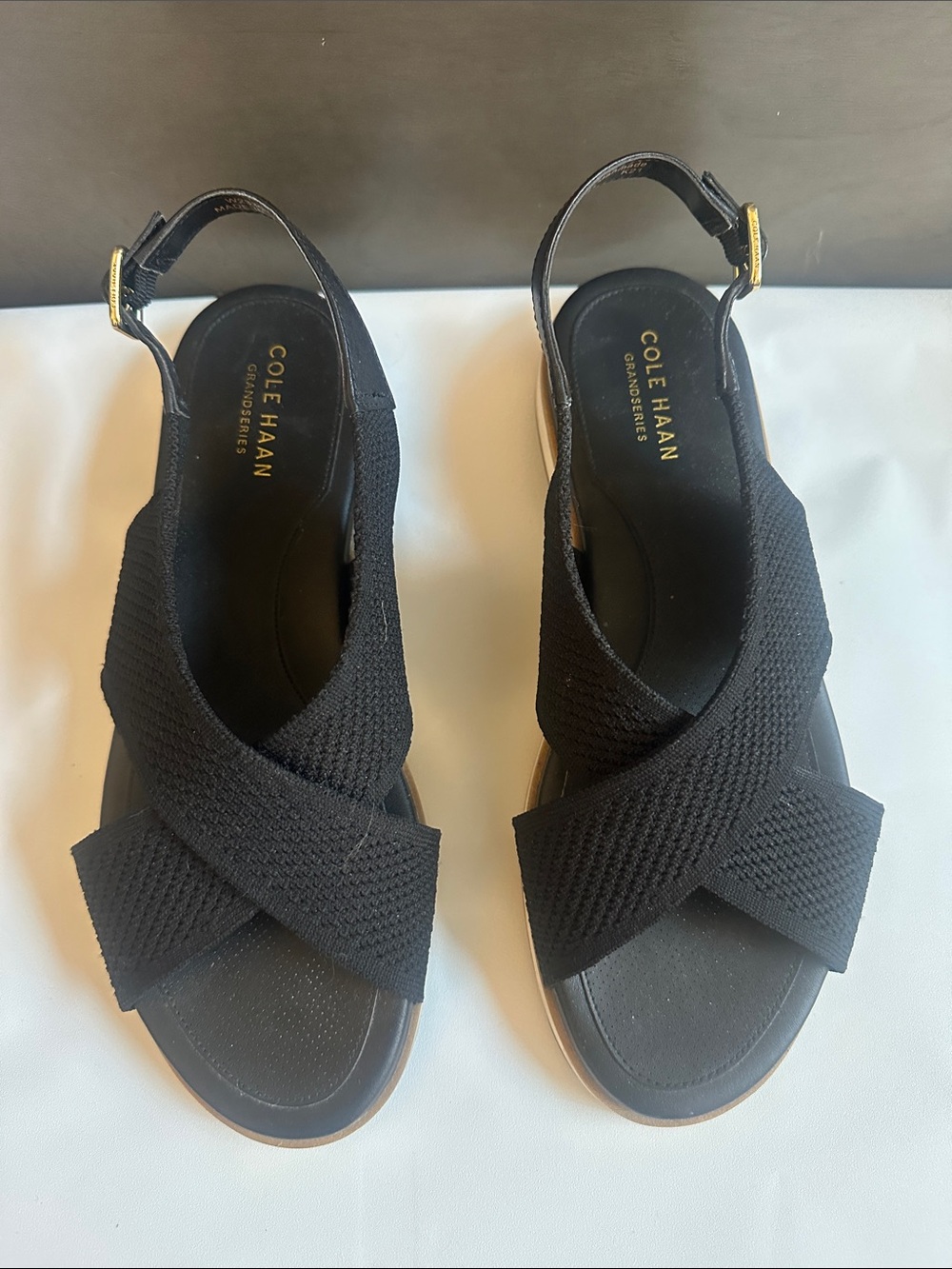 Cole Haan Black Crisscross Slingback Sandals